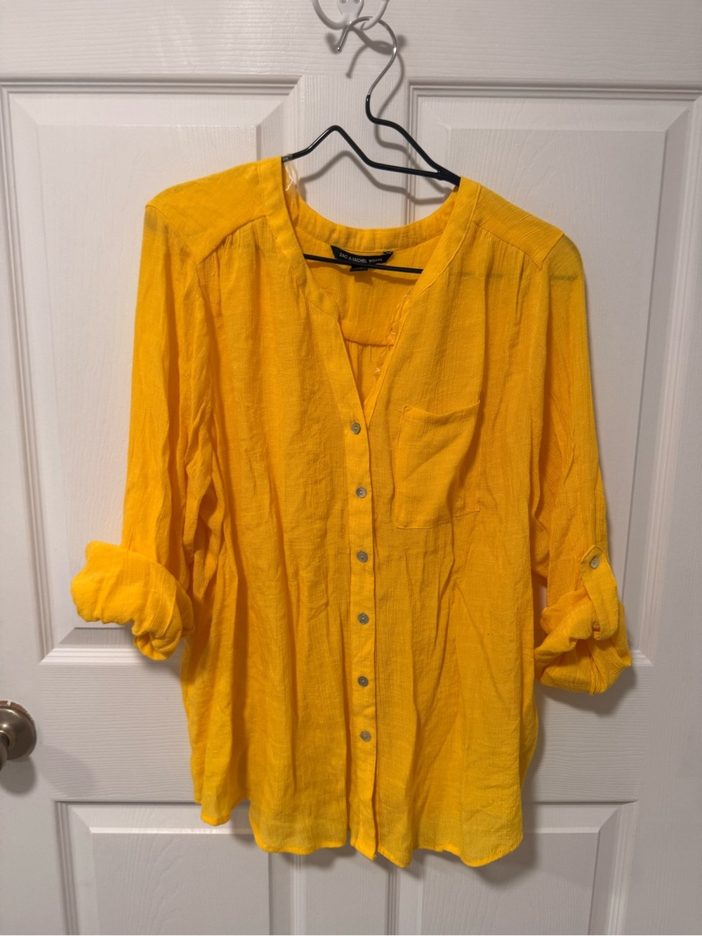 Zac & Rachel Bright Yellow Button-Front Blouse